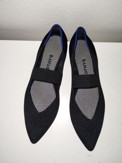 Rothy's Womens Black Point Toe Flat Shoes  Strap Classic Comfort Size 9