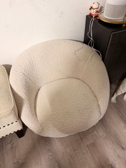 Cream Boucle Barrel Accent Chair