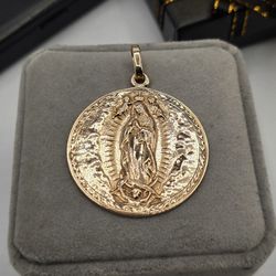 Solid 10kt Rose Gold Virgin Mary Pendant Dije De La Virgen En Oro Rosa 10kt Solido