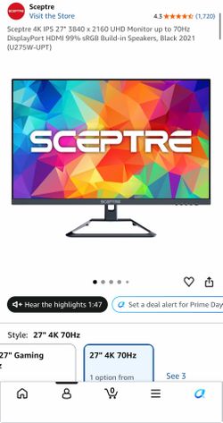 Sceptre 4K IPS 27" 3840 x 2160 UHD Monitor up to 70Hz