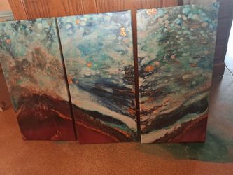 Hand painted on canvas 3 panel painting