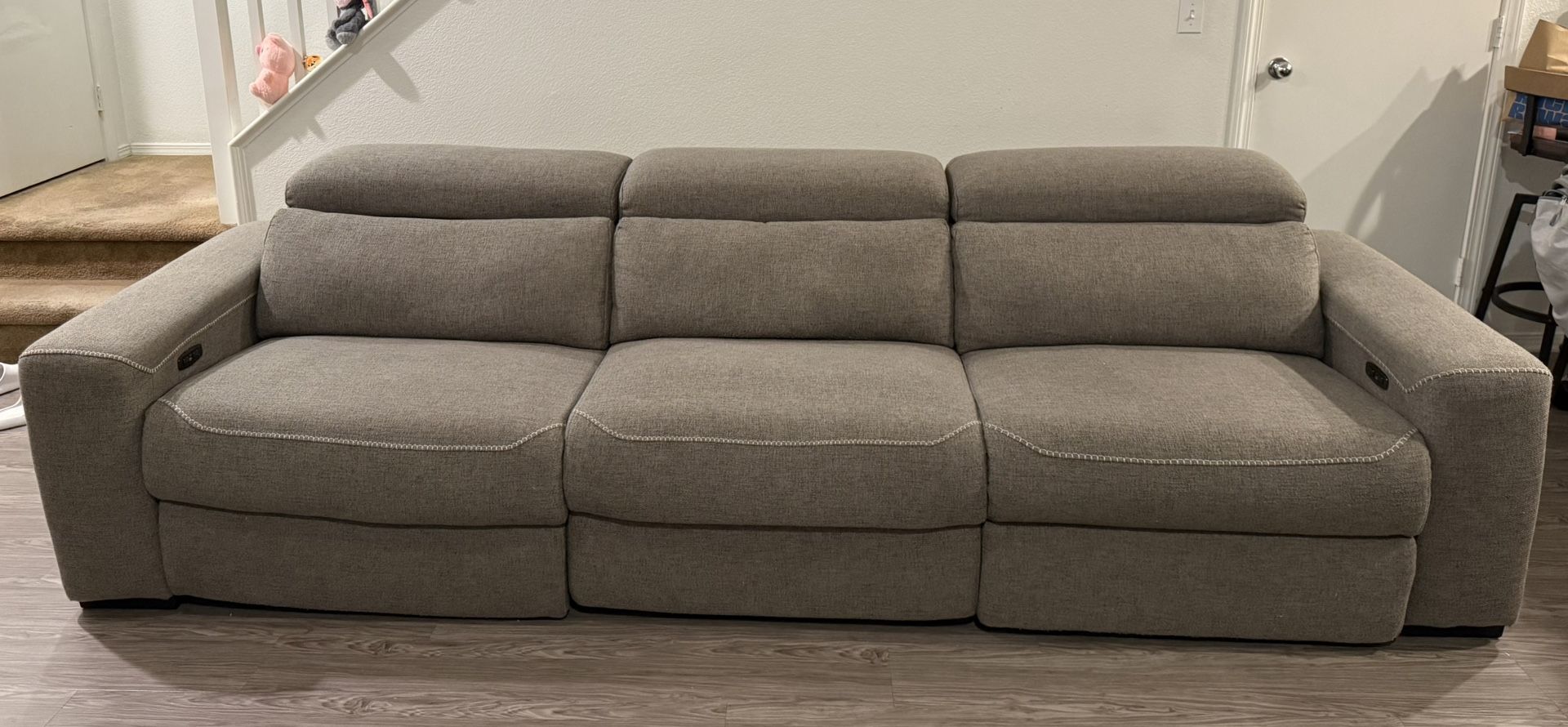 Gray electric recliner sofa
