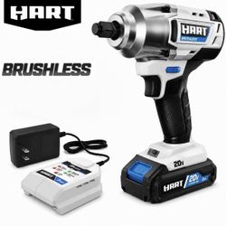 HART 20V Brushless 1/2” Cordless Impact Wrench – 600 Ft-Lbs With Battery & Charger Included