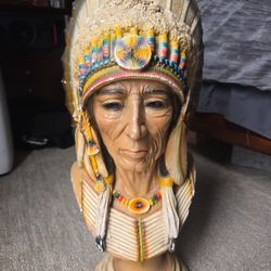 Absit Bros Ceramic Indian Head Statue