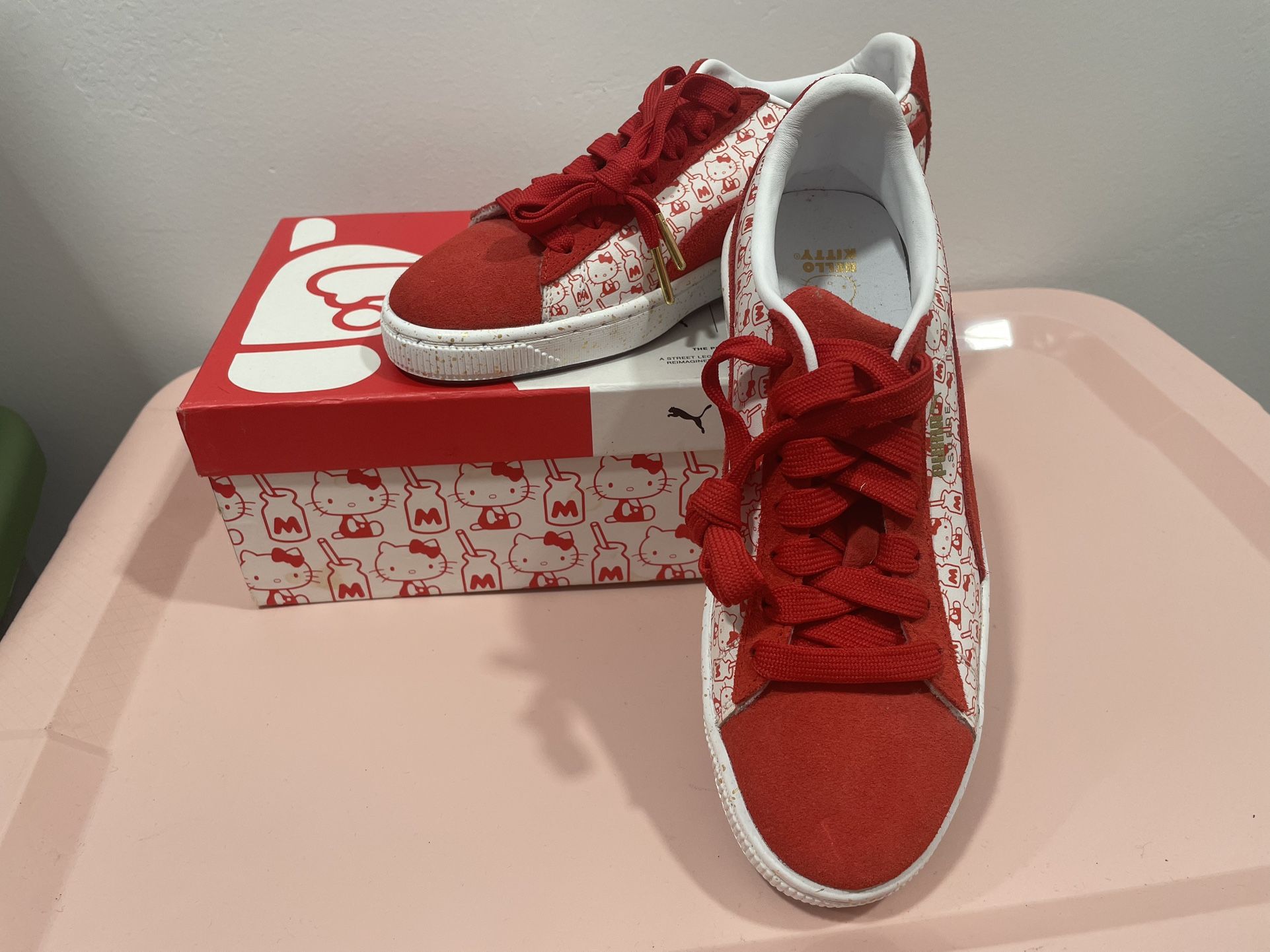 Puma x Hello Kitty Red and White Sneakers