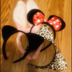 Cat , bat , MICKEY MOUSE , BUNNY RABBIT , LEOPARD HALLOWEEN COSTUME EARS