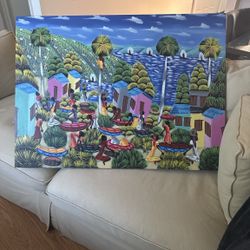 Large Colorful Island Painting