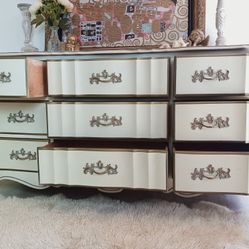 Mid Century French Provincial Basset Cream Gold Dresser