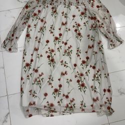 Sheer White Floral Smocked Yoke Dress