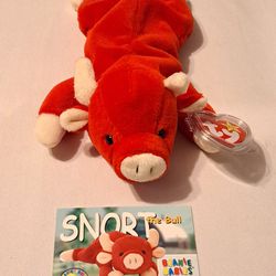 Ty Stuffed Animal Toy Snort The Bull Red W/ Card Collectible ❤️ 😍