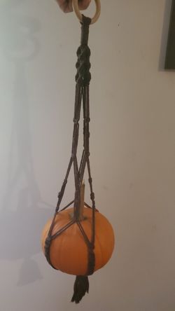 Brown macrame pumpkin/ plant holder