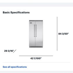 NEW VIKING 5 SERIES SIDE BY SIDE BUILTIN FRIDGE WITH A 2 YEAR EXTENDED WARRANTY FULLY TRANSFERABLE 2/19/25
