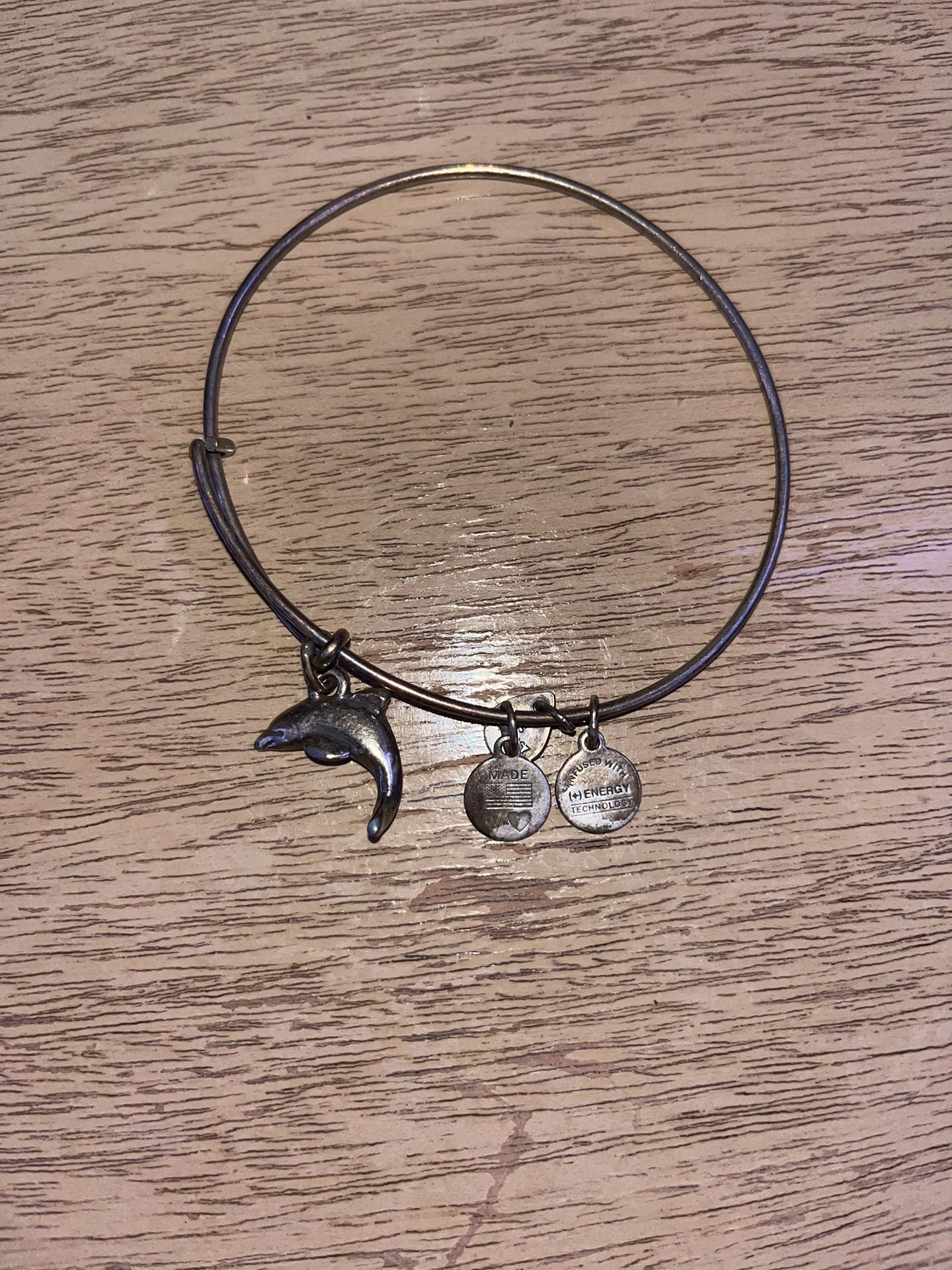Alex and Ani Silver Bangle Bracelet With Dolphin Charm