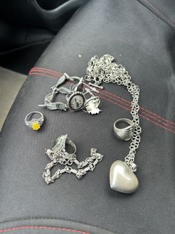 5 Anillos 2 Cadenas De Mujer Y  Dos Esclavas De Mujer 925 Plata 