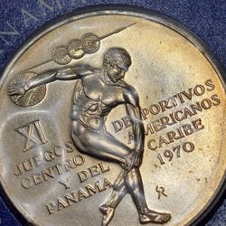 1.06 oz ASW Sterling Silver Coin - 1970 Panama 5 Balboas