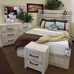 Ashley 7 Pc Queen Size Panel Storage Bedroom Set👌 Panel Storage Bed,2 Drawer Night Stand, 6 Drawer Dresser with Mirror 👈 