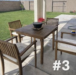  Rustic Acacia Wood Dining Set (Seats 4)