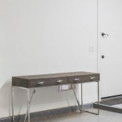West elm Ostrich Grey Desk With Chrome Finishes 