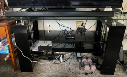Modern Glass and Black TV Stand