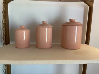 Vintage Pink Ceramic Canister Set of 3