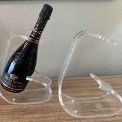 Vintage Mod Century Modern Lucite Clear Wine Bottle Holder Set of 2