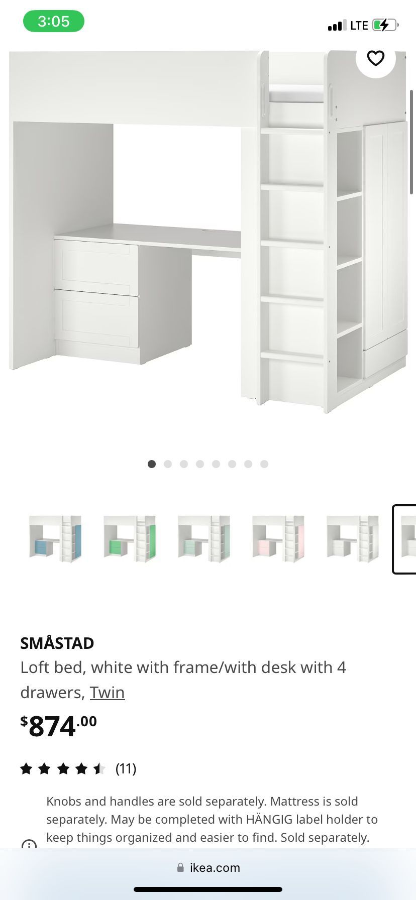 Kids Loft Bed With Built In 3 Drawer Desk, Tall Wardrobe With Doors And Drawer Underneath And A 4 Shelved Bookcase