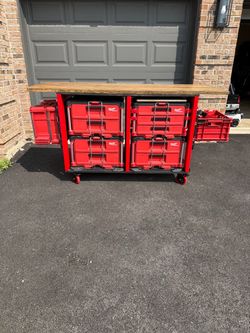 Custom milwaukee packout rolling table cart