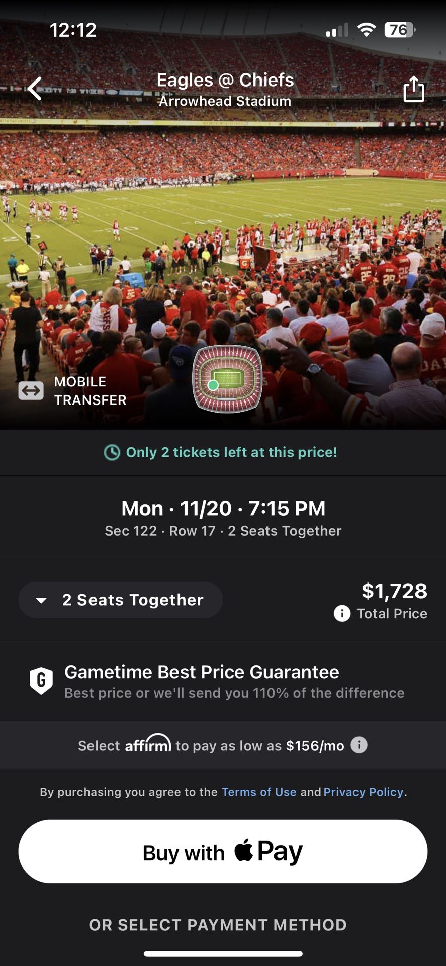 Cheap Chiefs vs Eagles Tickets