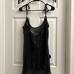 Black Sequin Mini Dress