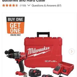 Milwaukee M18 FUEL 18V Lithium-Ion Brushless Cordless 1/2 in. Hammer Drill Driver Kit with Two 5.0 Ah Batteries and Hard Case