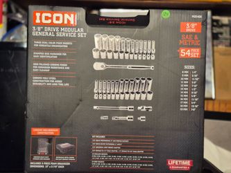 ICON 3/8 in. Drive SAE and Metric  54-Piece  Socket Set