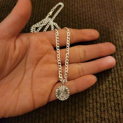 Italy 925 Sterling Silver DC Dainty Necklace 18" w/ Our Lady of Guadalupe Charm for Women Plata 925 Cadena & Dije Virgen de Guadalupe Para Dama 18"