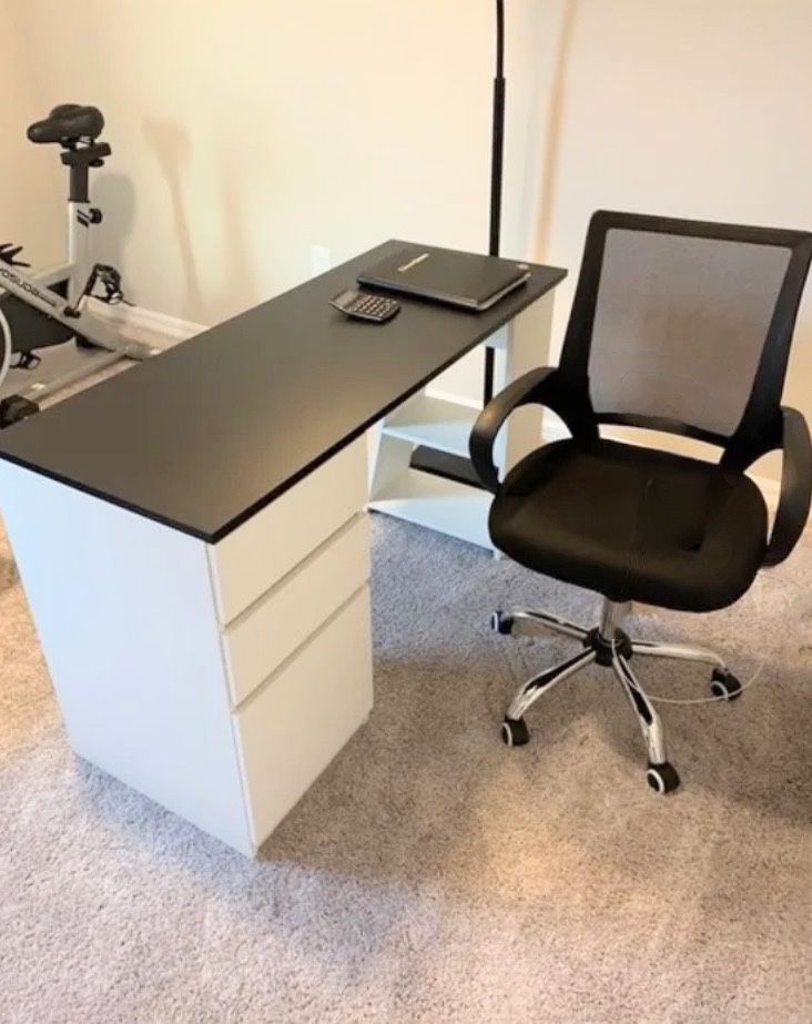 White & Grey Storage Desk or Make-Up Vanity - New