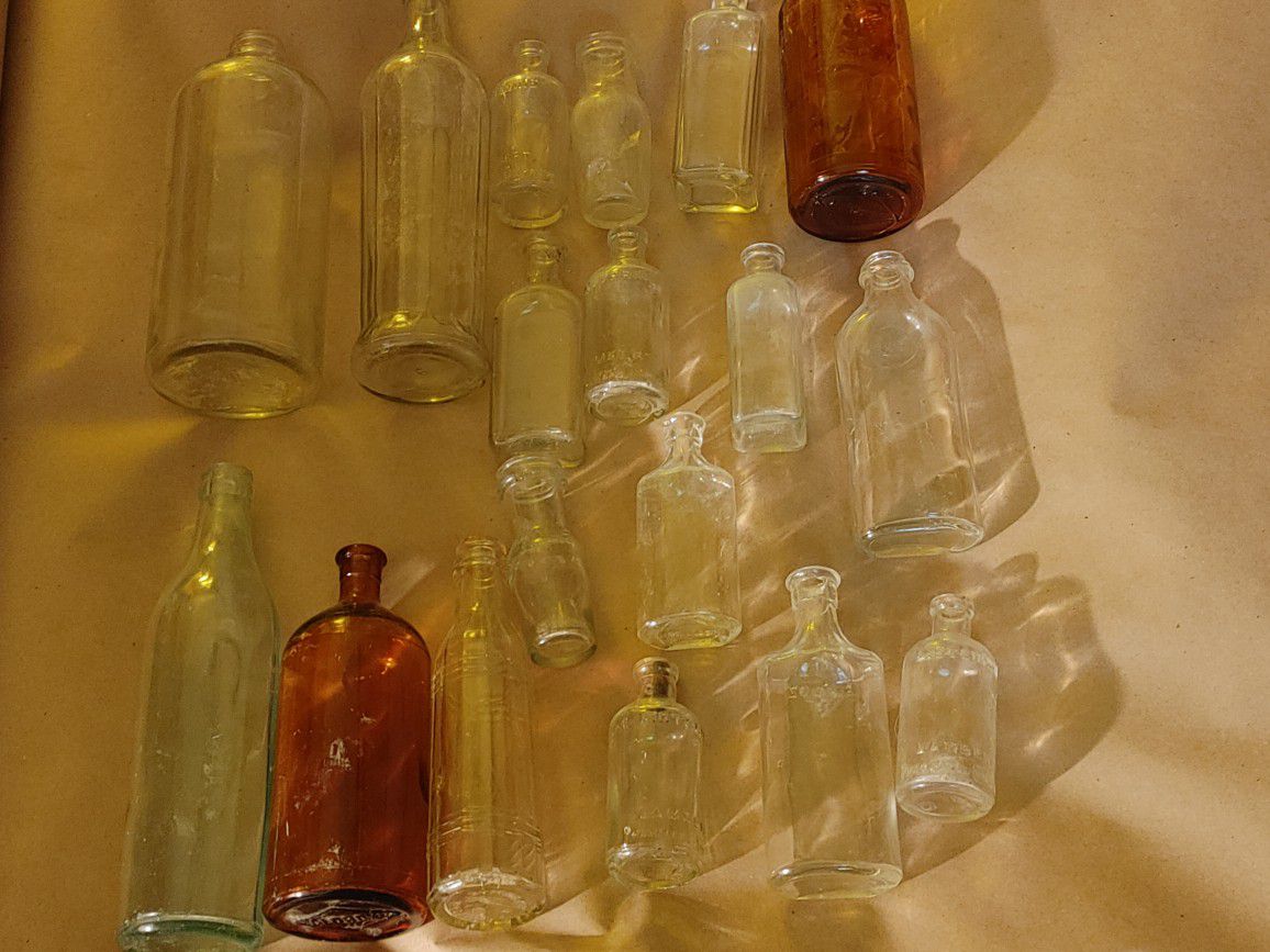 Antique Bottles-assorted sizes, shapes, colors