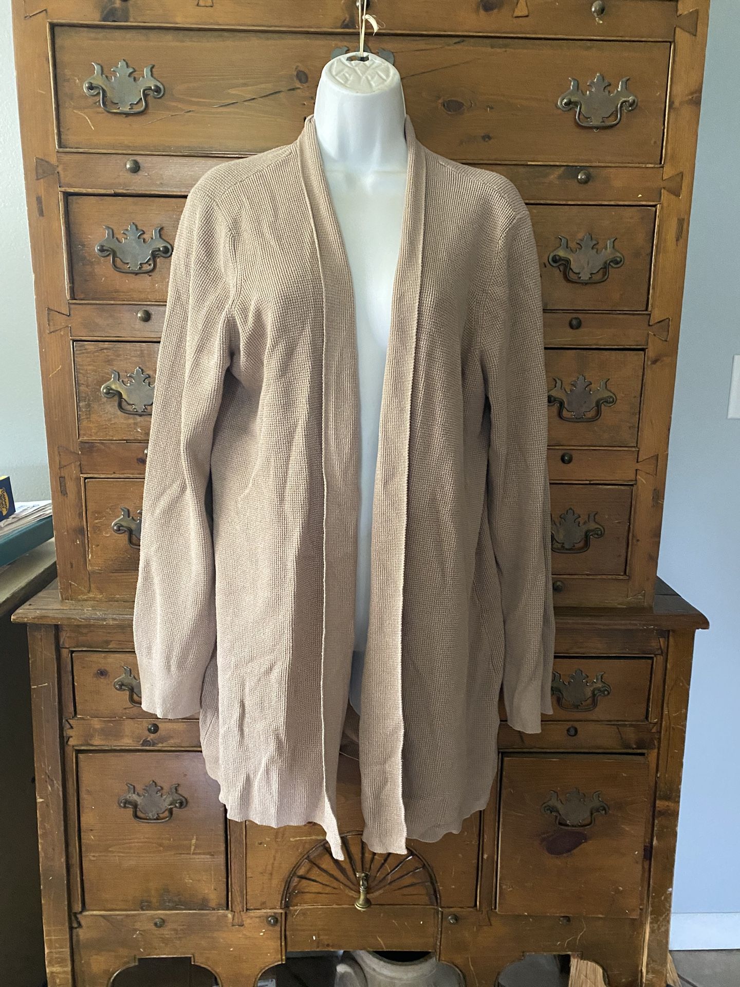 Woman’s Open Front Cardigan Tan Size XL By Cyrus