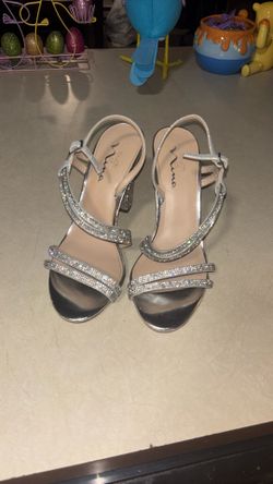 Dance Formal Silver Rhinestone Heels