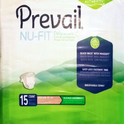 PREVAIL NU-FIT ADULT DIAPERS ($10 each.pack)