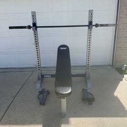Fitness Gear Pro OB 600 Olympic Weight bench and cap 45Lb Olympic barbell $200    