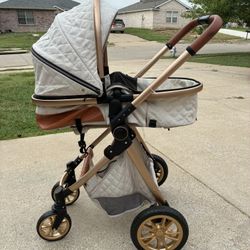 Luxury Baby Stroller 3 in 1 High Landscape Baby Cart