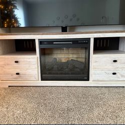 TV Stand  Media Console with 2 Storage Bookcases with electricfire place 