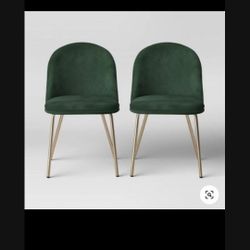 2 velvet green chairs
