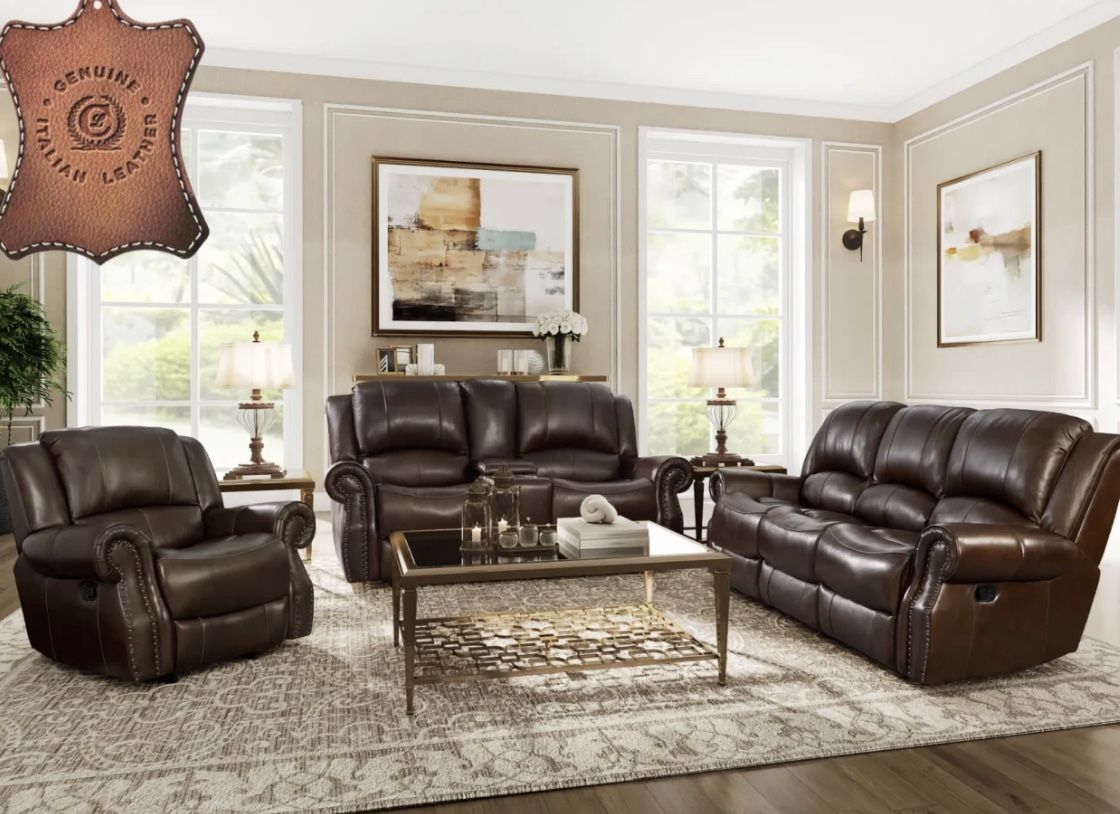 New Italian Leather Reclining 3-pc Set 3200$ Delivered