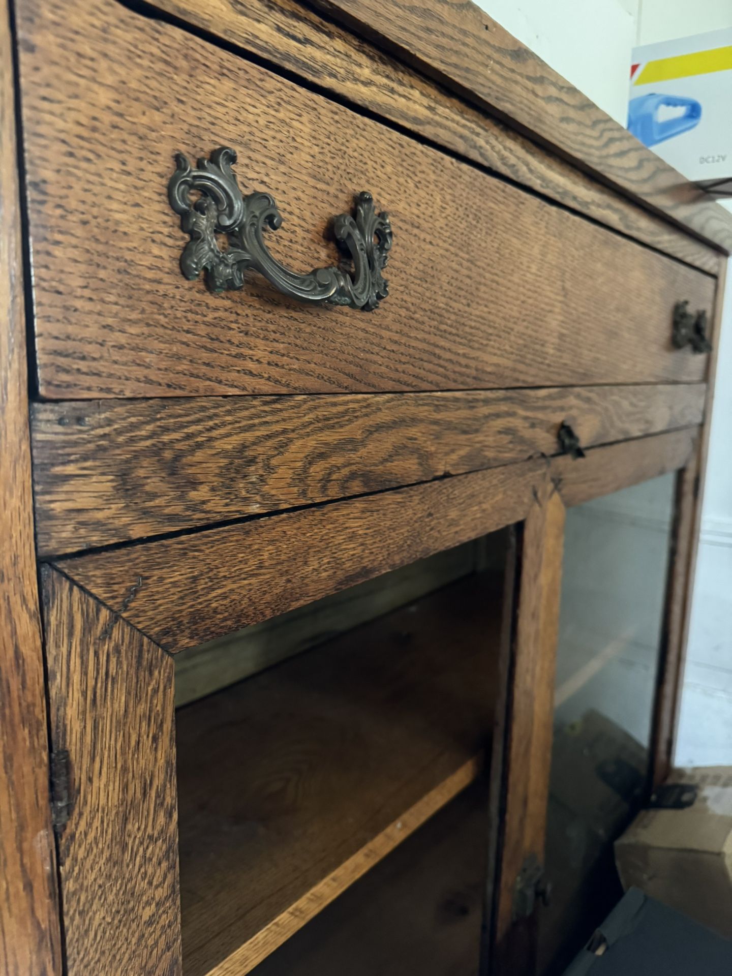 Antique Solid Oak Pie Safe Hutch - Farmhouse Vintage Charm