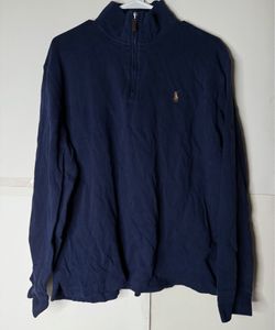 Polo Ralph Lauren navy blue estate rib quarter-zip pullover sweater Size Large