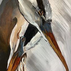 Beautiful Heron Original Painting 