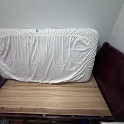 Solid wood twin bed frame with mattress