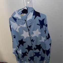 bape star face blue zip up hoodie size xl