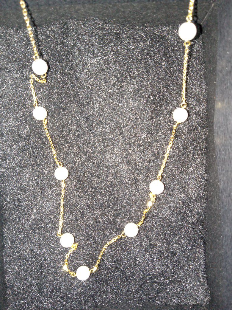Pearl Necklace,  In Goldtone, Tin Cup Style