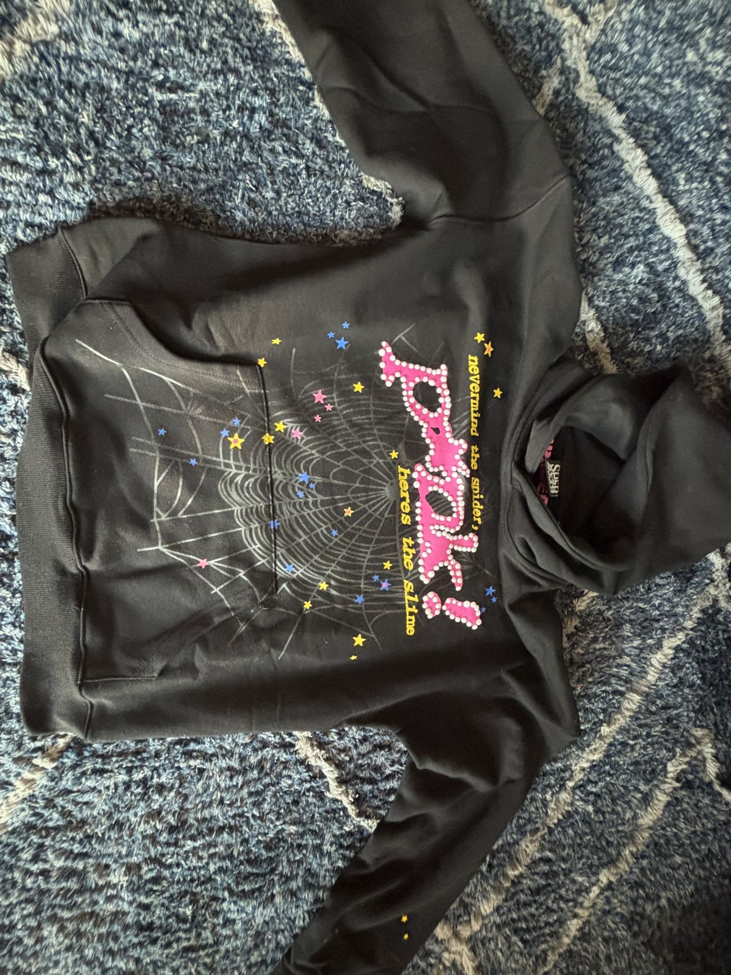 AUTHENTIC Sp5der Hoodie Black Size Medium