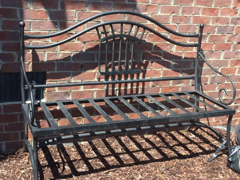 Wrought iron heavy garden bench